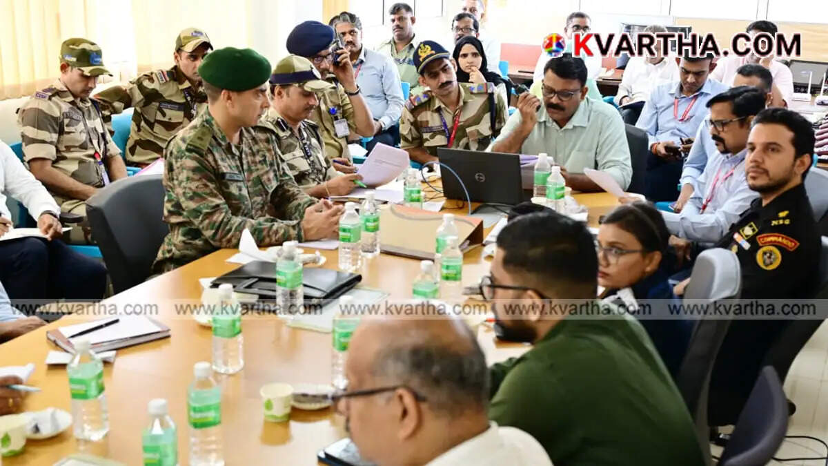 Security forces during the mock drill at Kannur Airport