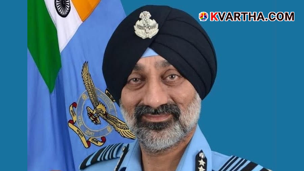 Image reflecting IAF Chief Amar Preet Singh press conference and fighter squadron discussion