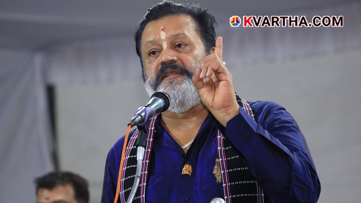 Union Minister of State Suresh Gopi addressing the media.