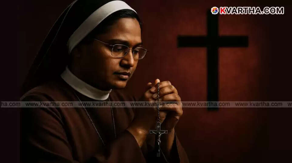 Sister Anupama protesting against Bishop Franco Mulakkal.