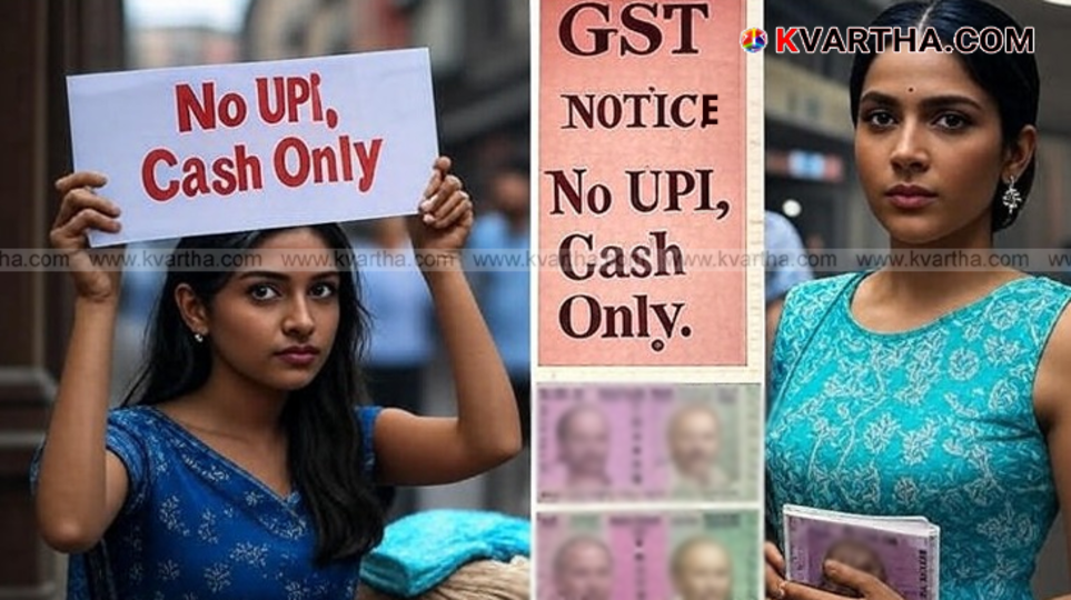 A street vendor's shop in Bengaluru with a sign indicating 'Cash Only' or 'No UPI'.