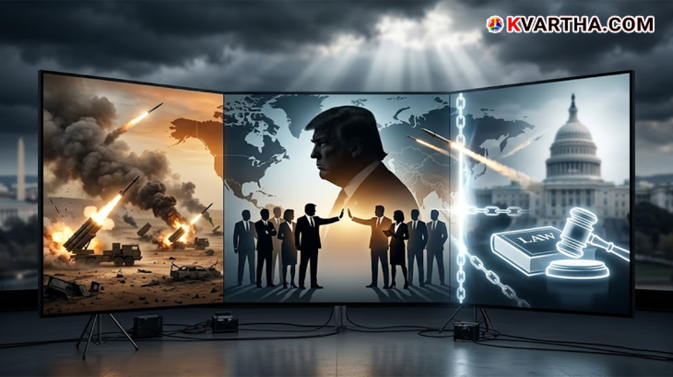 A symbolic scene regarding the American Congress and the War Powers Resolution.