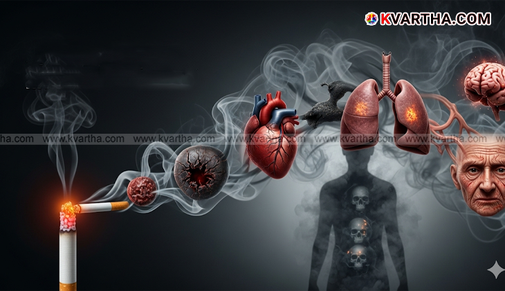 A graphic representation of the internal health effects of smoking.