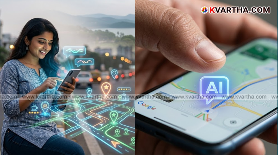A visual representation of the Google Maps 'Ask' AI feature showing a conversational interface on a smartphone screen.