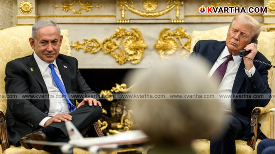 US President Donald Trump and Israeli PM Benjamin Netanyahu during a previous meeting, representing the current diplomatic tension.