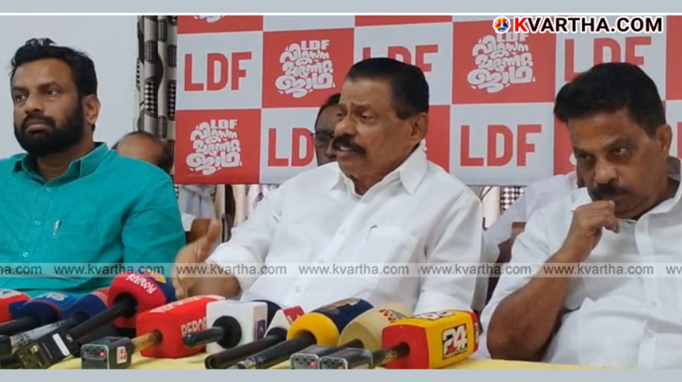 M.V. Govindan addressing media persons in Kasaragod.