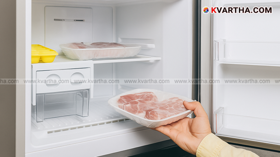  A block of frozen food being defrosted on a plate.