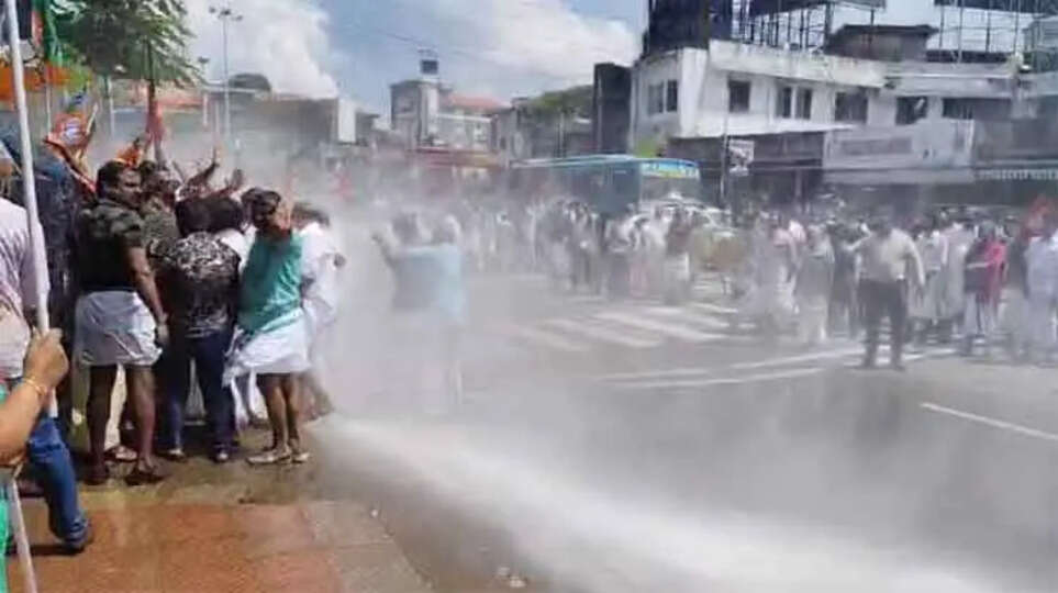 Clash at BJP's Collectorate March; Water Cannons Used on Protestors