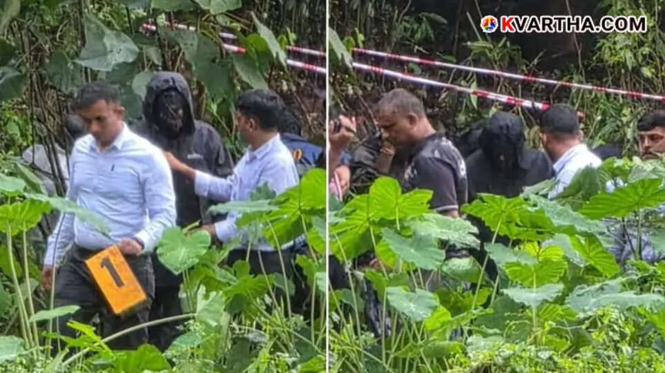A photo of investigation at Dharmasthala burial site.