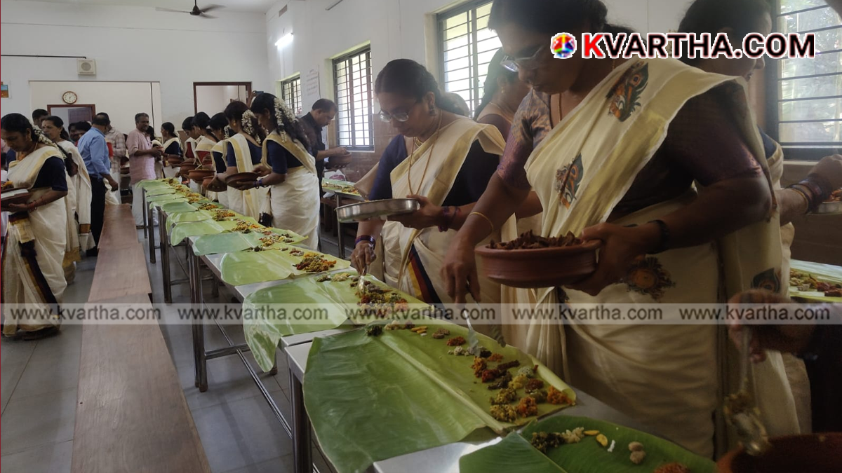 Representational image of a grand traditional Kerala Onam Sadhya with multiple dishes on a banana leaf