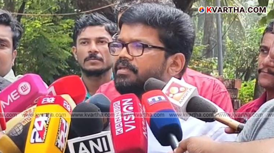 CPM Kannur District Secretary KK Ragesh giving a statement.