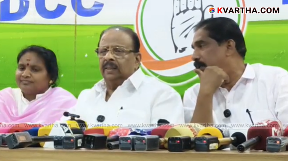 K Sudhakaran MP addressing media in Kannur