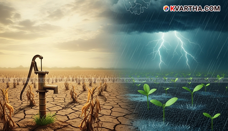 A dry cracked land in Karnataka symbolizing drought and agriculture crisis.