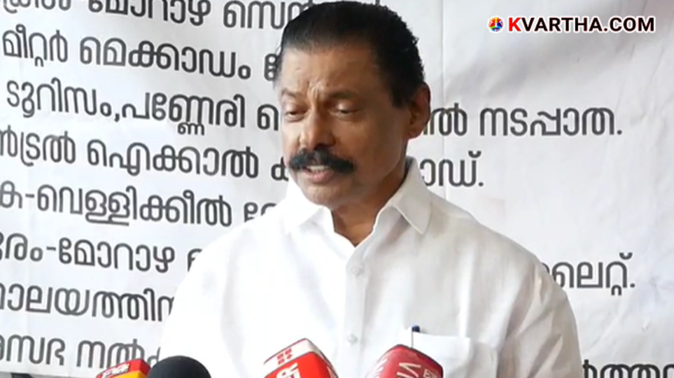 A symbolic scene of MV Govindan casting his vote and speaking to the media.