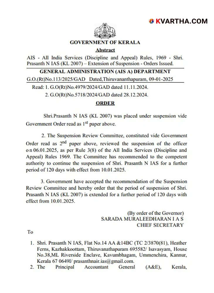 K. Gopalakrishnan reinstated in service after suspension in controversy.