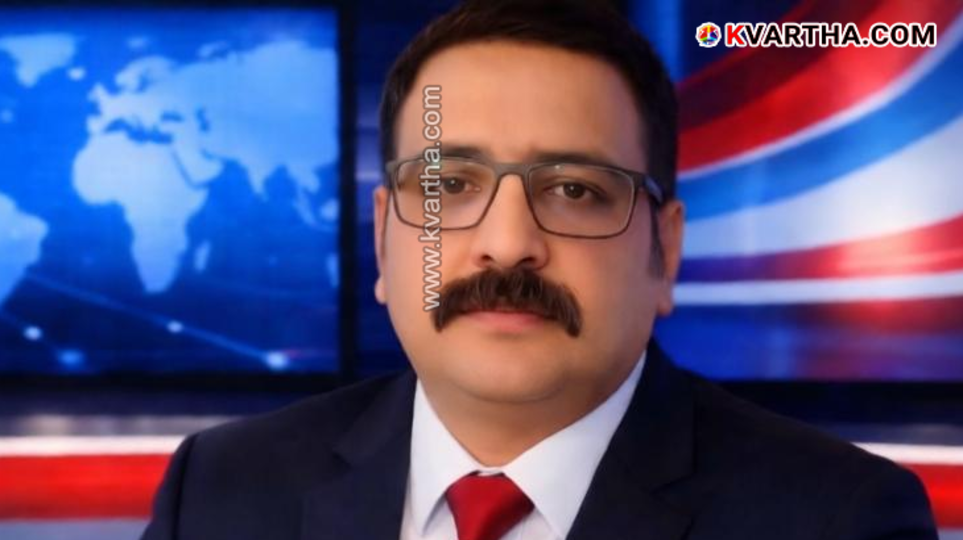 Portrait of prominent Kerala journalist Victor Joseph.