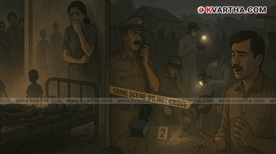 Charred home in Janipur, Bihar where two children were found dead.