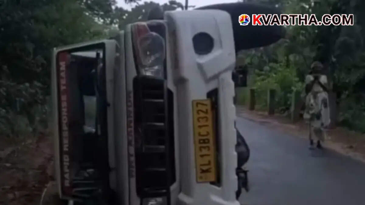 Damaged Forest Department jeep after the attack