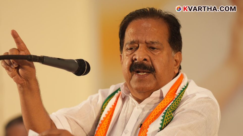  Ramesh Chennithala addressing a press conference in Thiruvananthapuram.