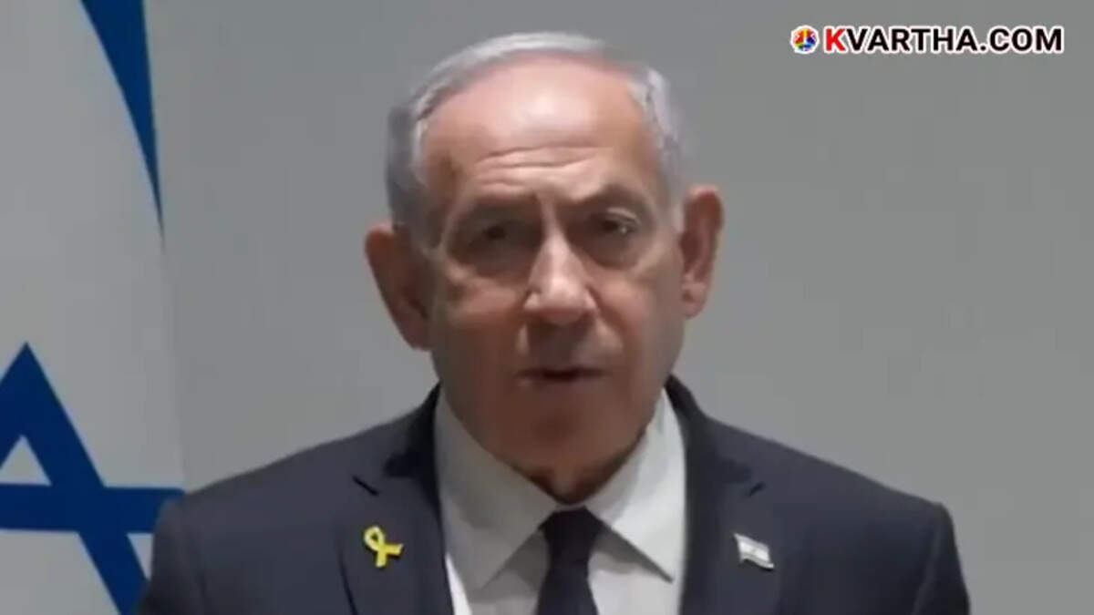 Israeli Prime Minister Benjamin Netanyahu speaks.