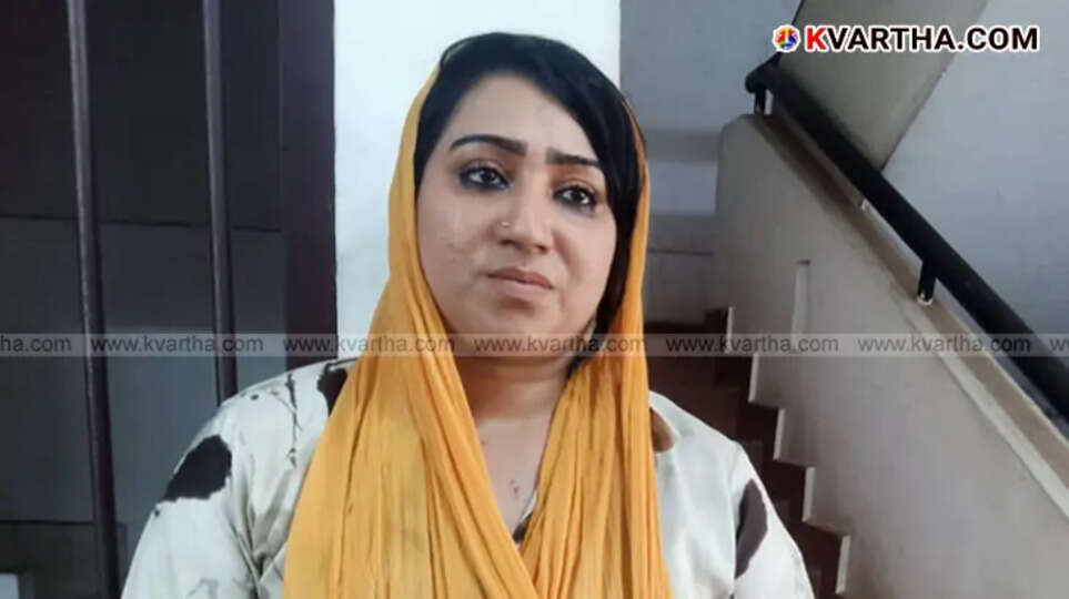 Raseena, the 'woman goon' from Thalassery, after her arrest for assaulting a police officer.