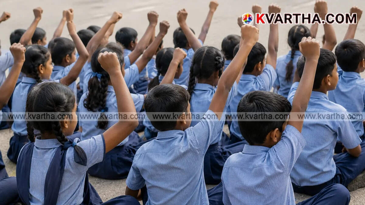 Representational image of Young students protesting for basic rights in education