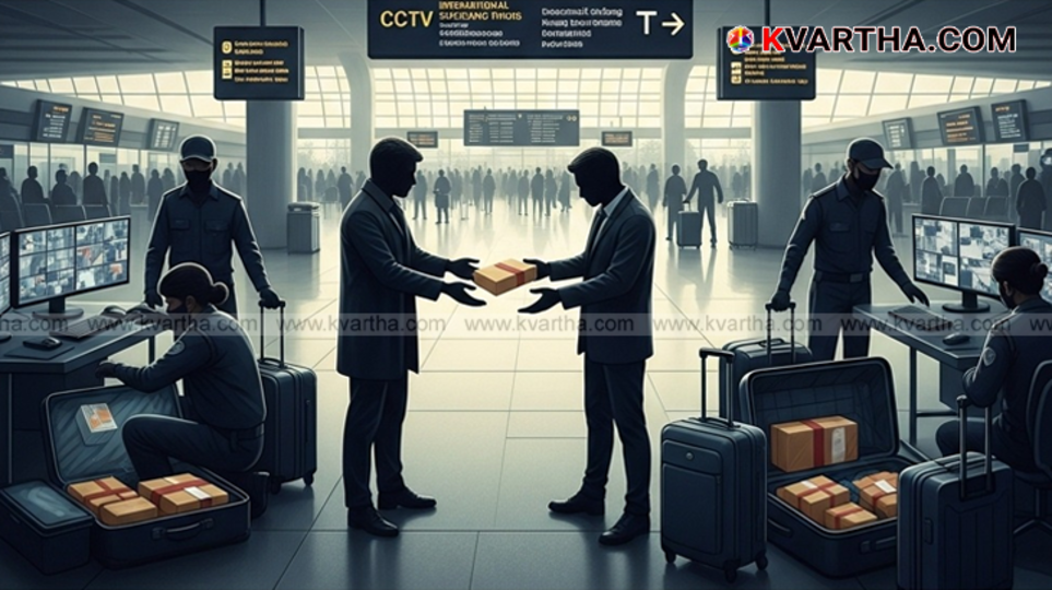 Customs dog squad at Kerala airport detecting drugs