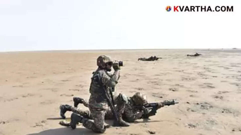 Soldiers participating in a security mock drill.