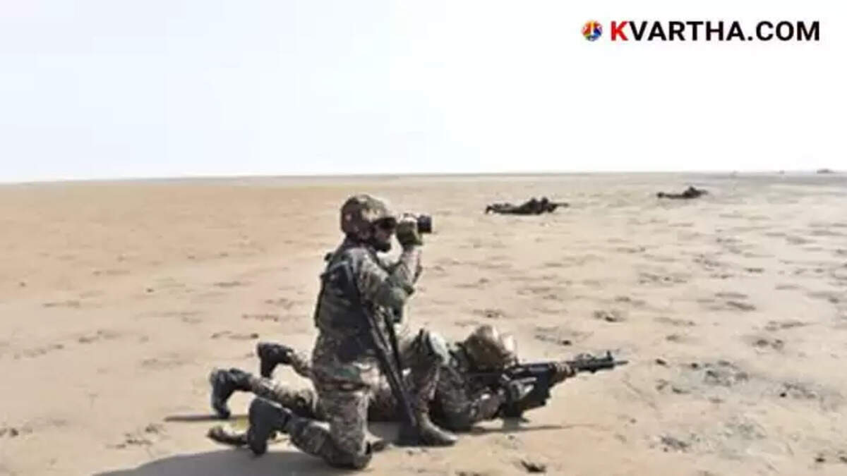 Soldiers participating in a security mock drill.