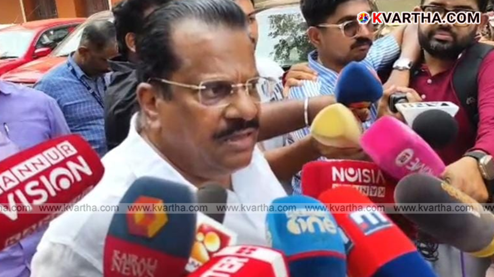 EP Jayarajan speaking to the media in Kannur.