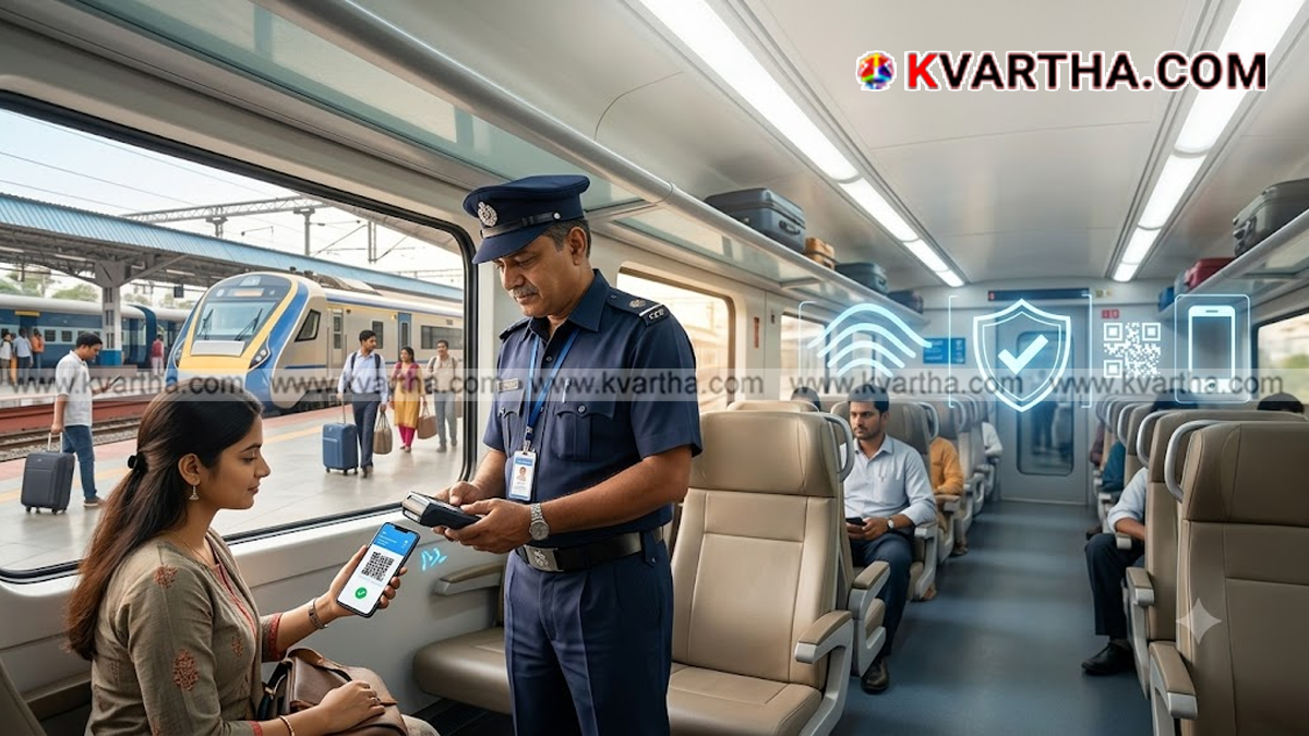 TTE checking a ticket on a mobile phone