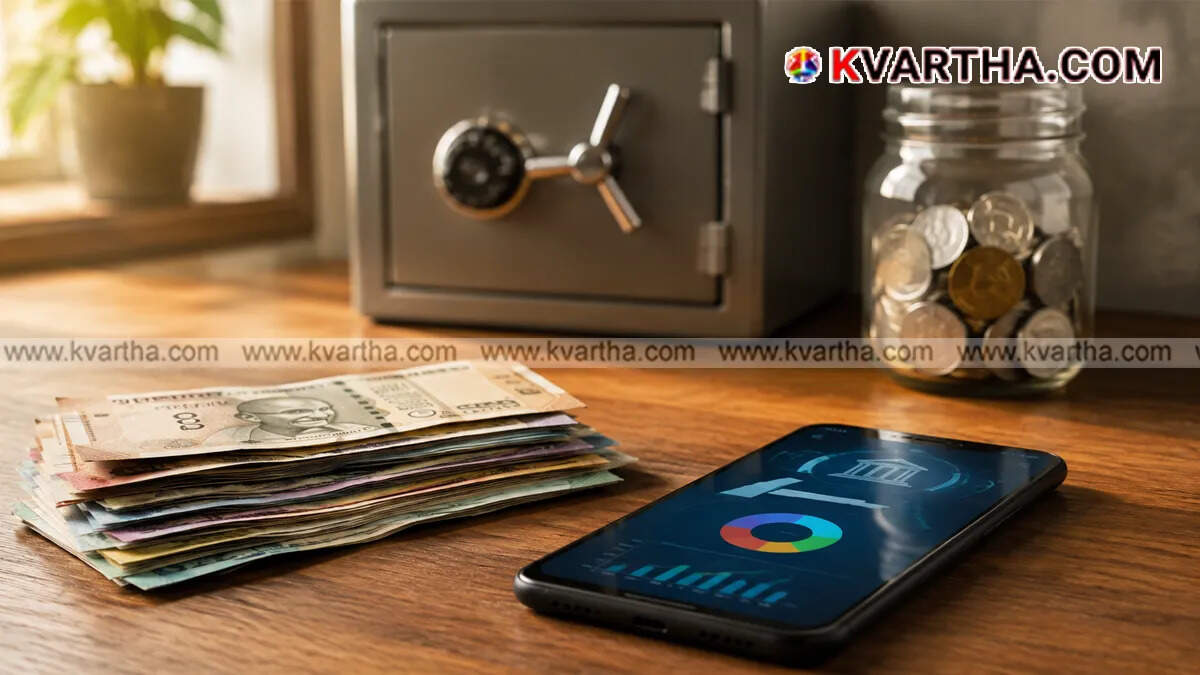 Conceptual image showing cash savings and emergency funds at home