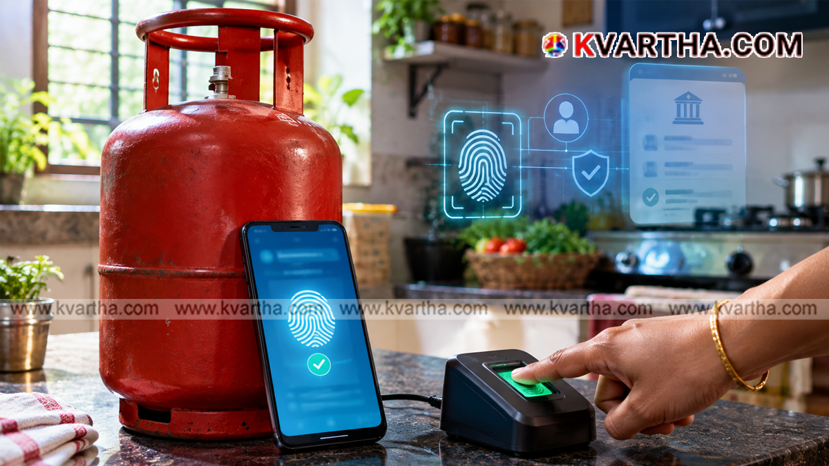  Representational image reflecting LPG cylinder subsidy and Aadhaar biometric authentication
