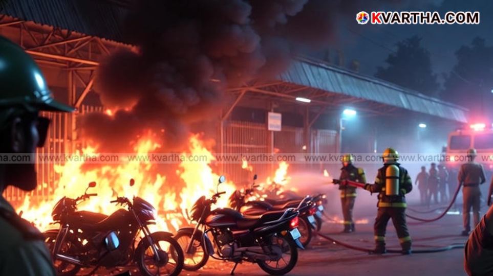 Fire outbreak at Thrissur railway station parking area