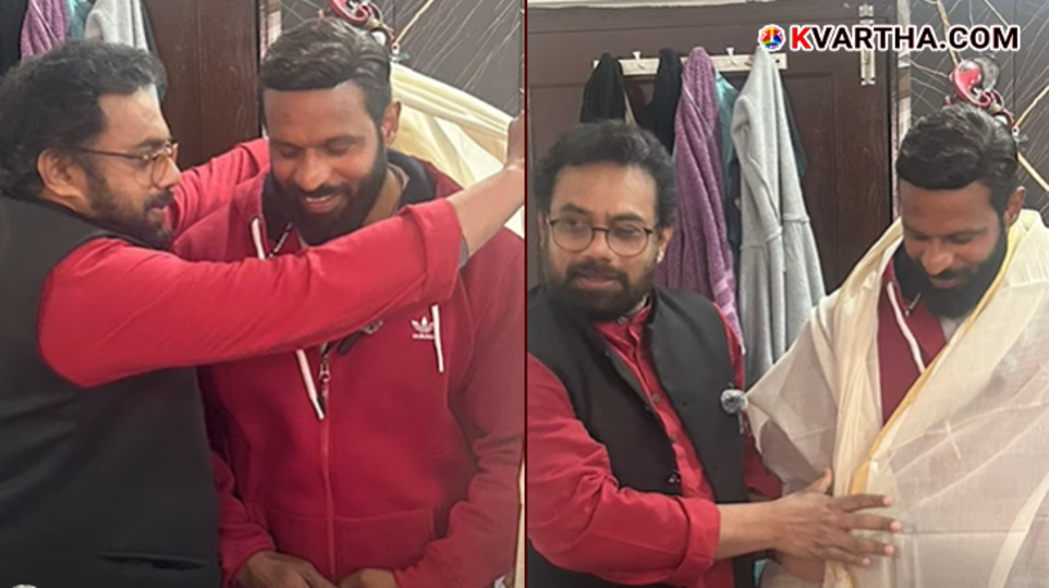 MP John Brittas interacting with Deepak Kumar in Kotdwar, Uttarakhand.