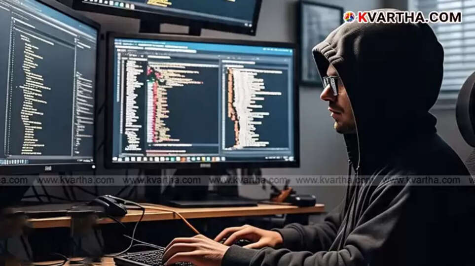 An illustration depicting a padlock with digital elements and a hacker, symbolizing password security threats.