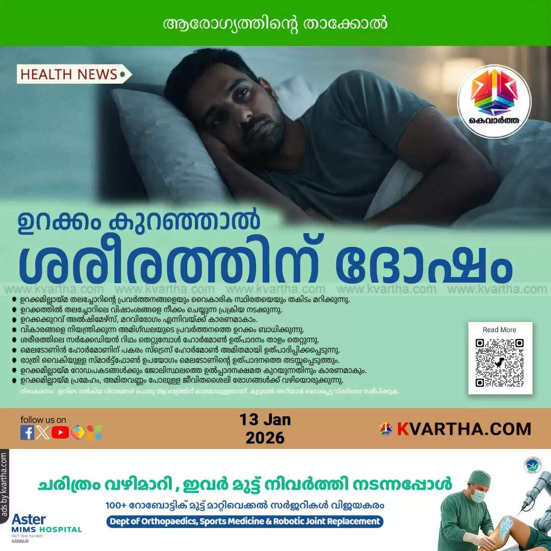 health impact of sleep deprivation brain function malayalam