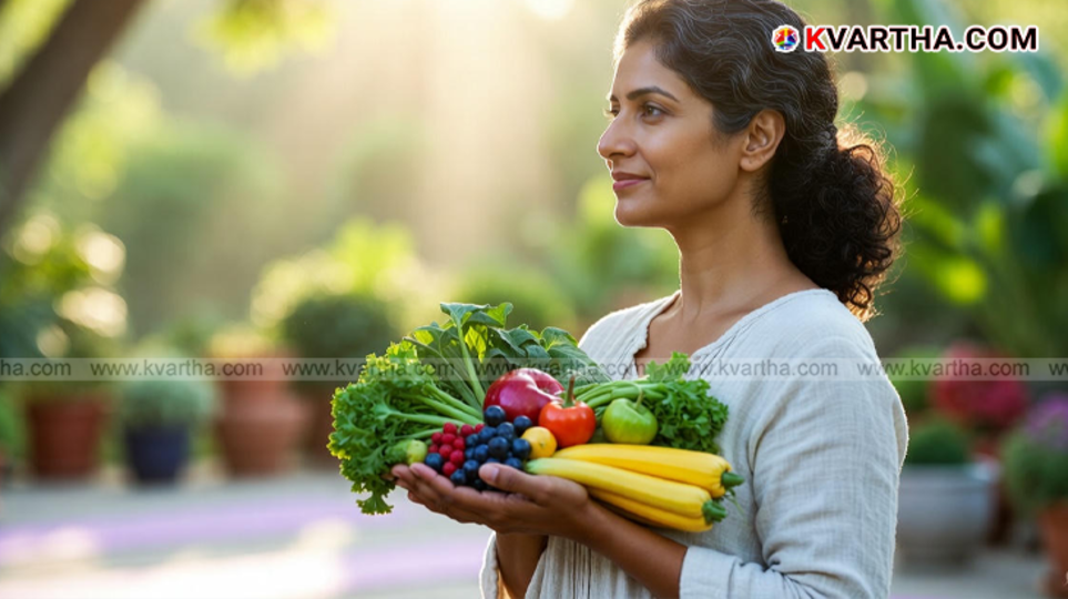 Colorful vegetables and fruits representing an antioxidant-rich diet.