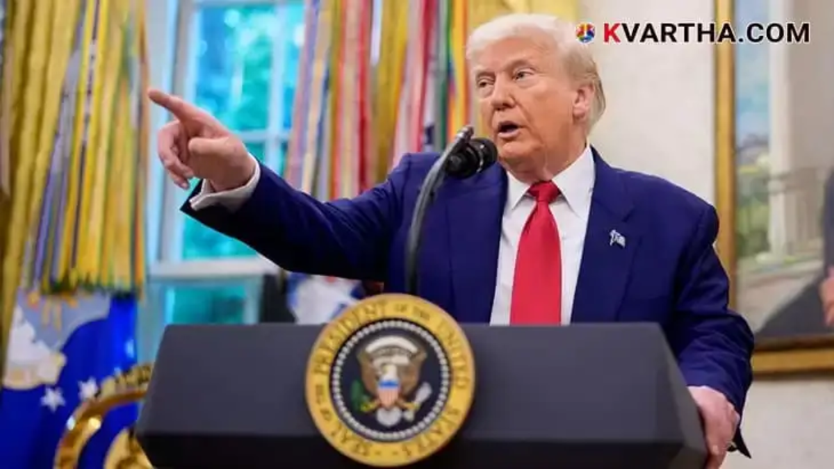 Donald Trump speaks about import tariffs.