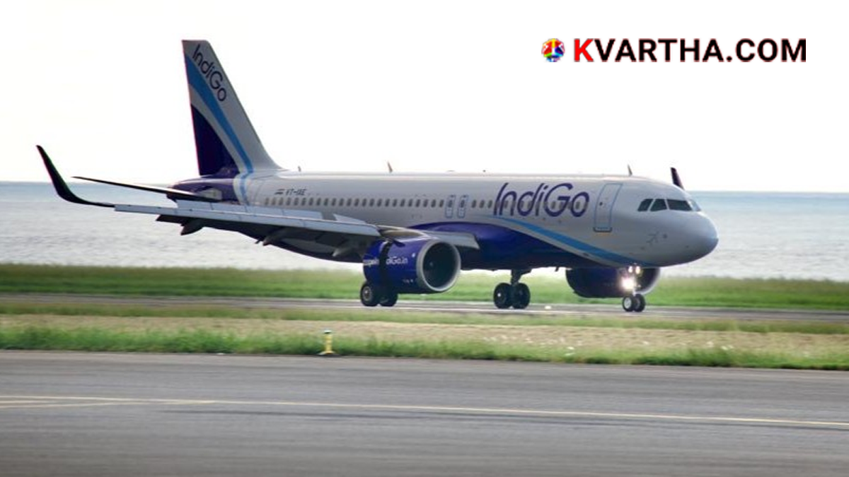 Conceptual image of an IndiGo aircraft on the tarmac representing international route suspensions.
