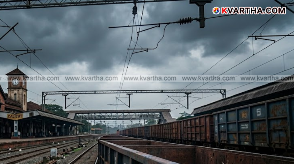 Representational image of a goods train and railway high-voltage electric lines at a station.