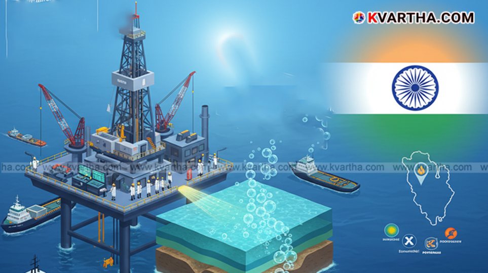 Offshore natural gas drilling rig, symbolizing the Andaman discovery.