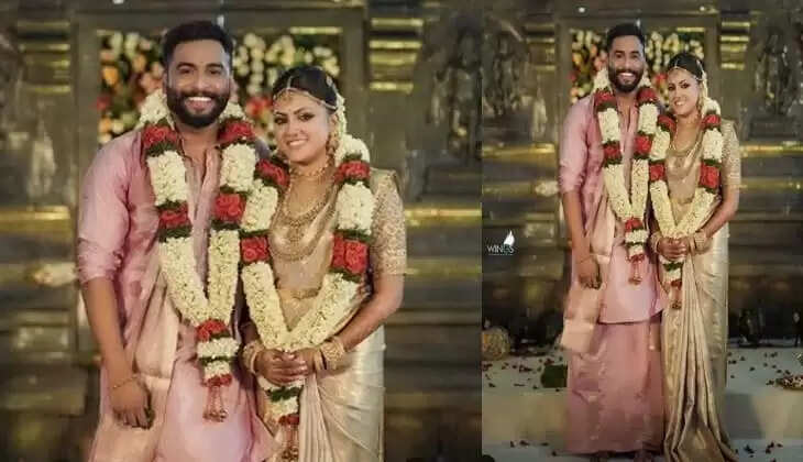 Malayalam actress Shrividya Mullachery and director Rahul Ramachandran on their wedding day.