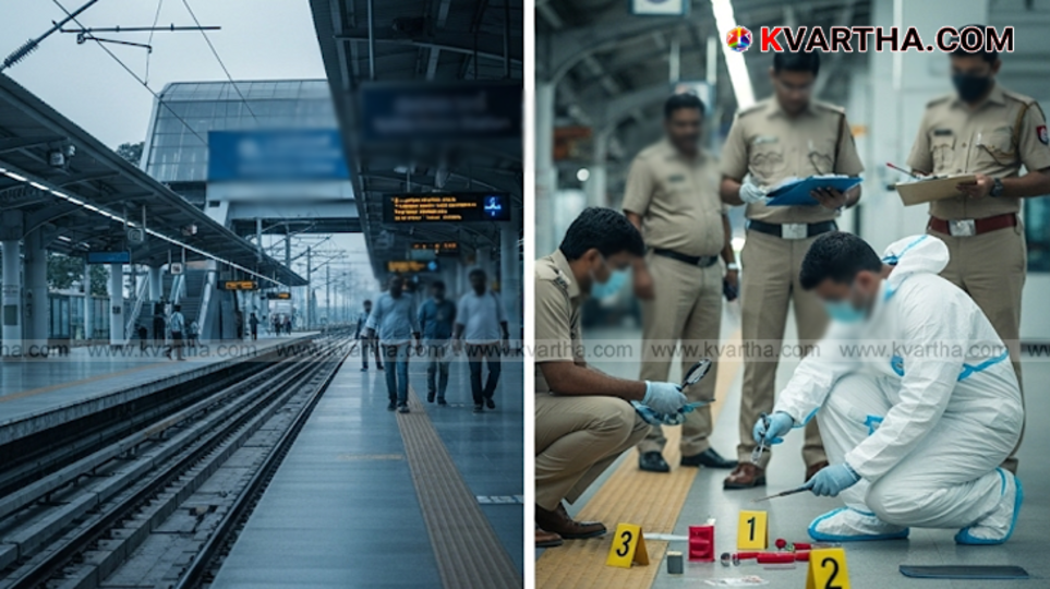 A symbolic representation of a metro station track, relating to the suicide incident in Kochi.