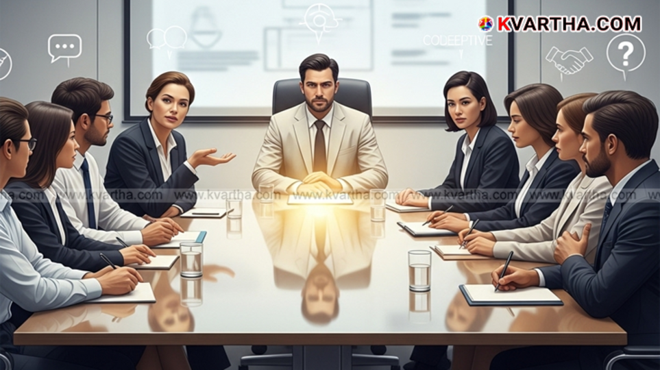 People sitting around a conference table in a meeting.