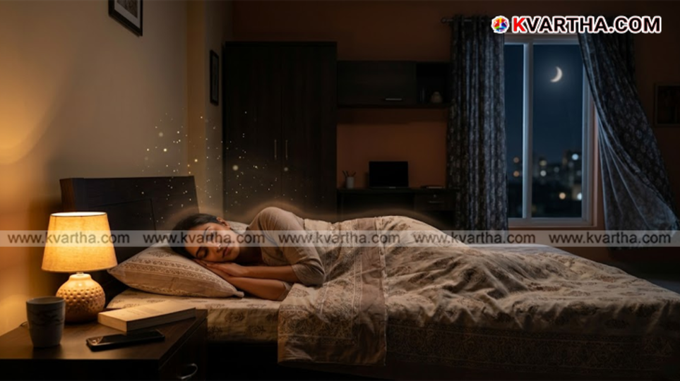 A view of a person sleeping peacefully and an environment conducive to sleep.