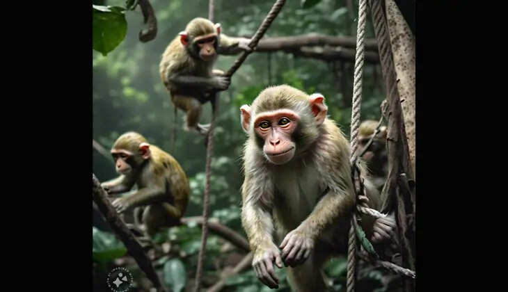 Monkeys Rescuing Girl from Attacker