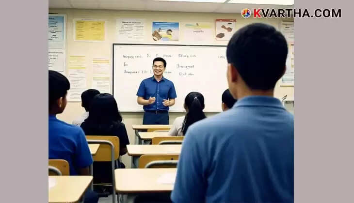 A teacher teaching in a classroom