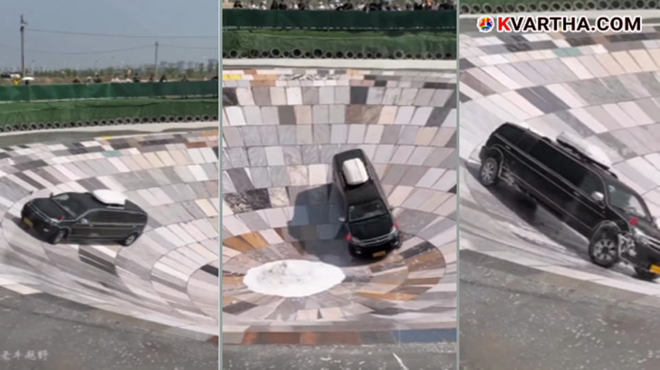 An iconic scene from the video of a Chinese SUV daringly conquering the muddy Devil's Pit.
