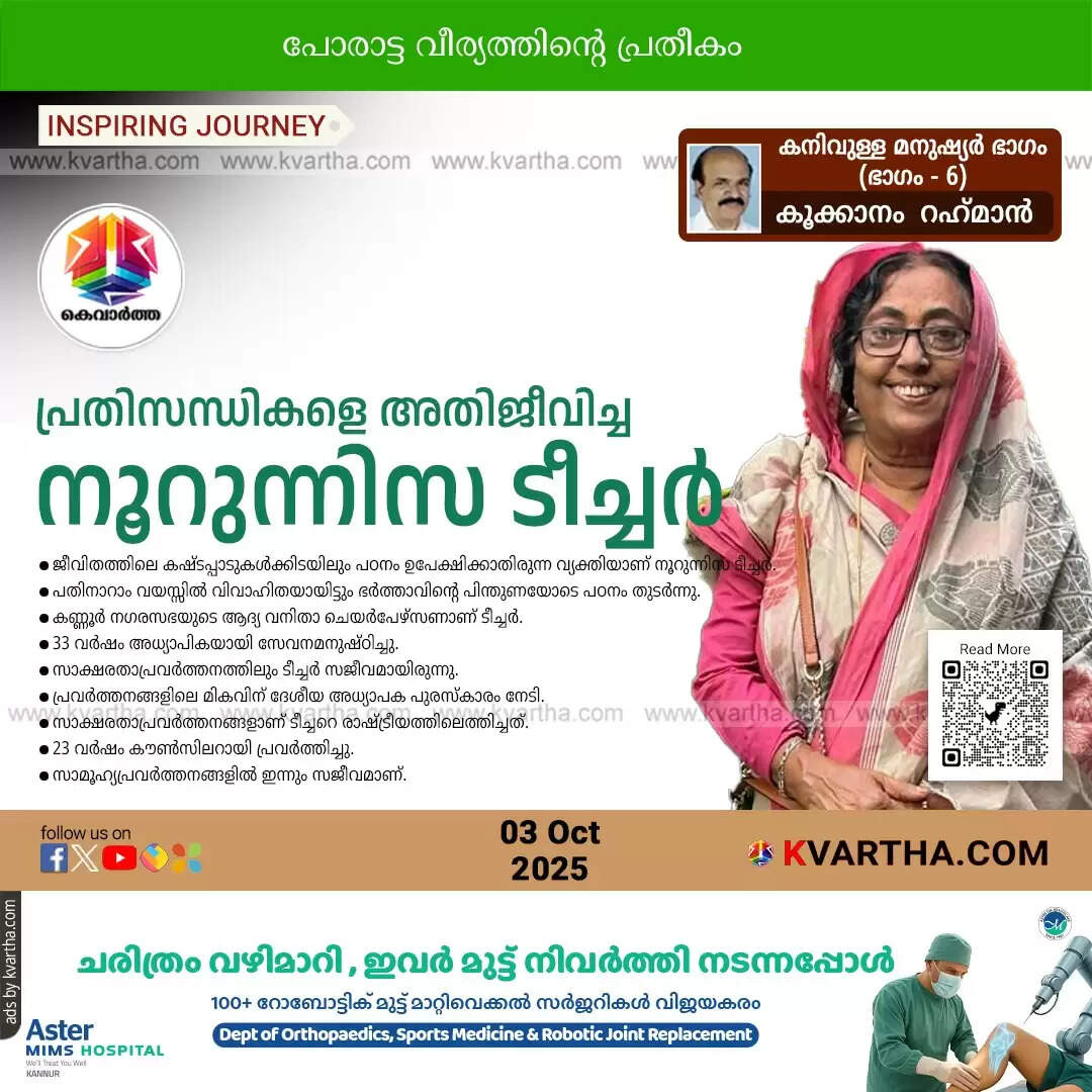 noorunnisa teacher kannur first woman chairperson national
